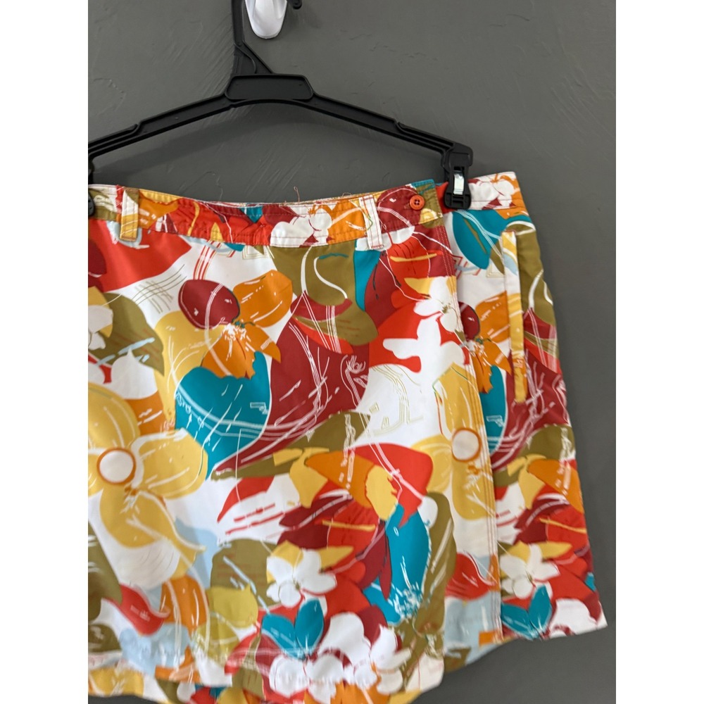 Aventura Clothing Sportif Womens Floral Skort Size 14 Tropical Orange Teal Mini - Picture 2 of 9